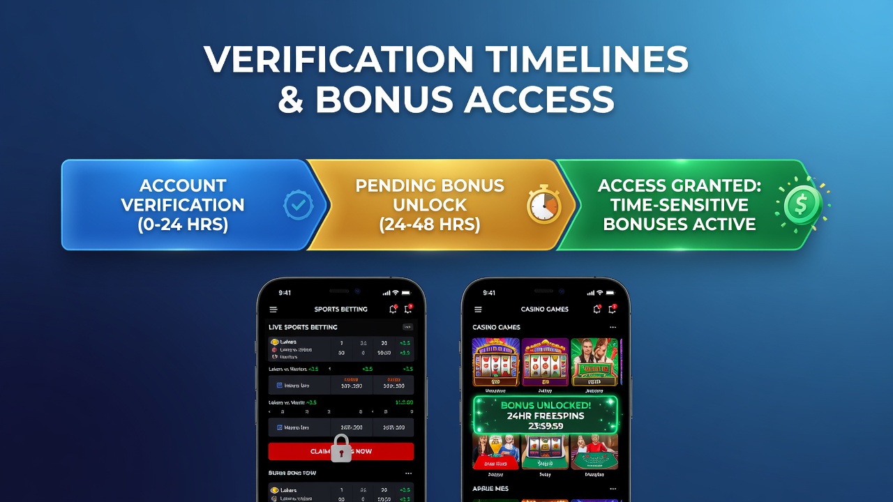 User interface displaying time-limited bonus offers next to verified account status indicators
