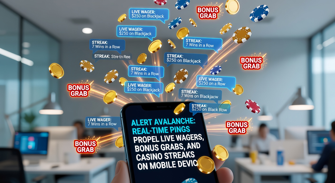 Dynamic casino app interface with cascading bonus alert notifications and live streak counters