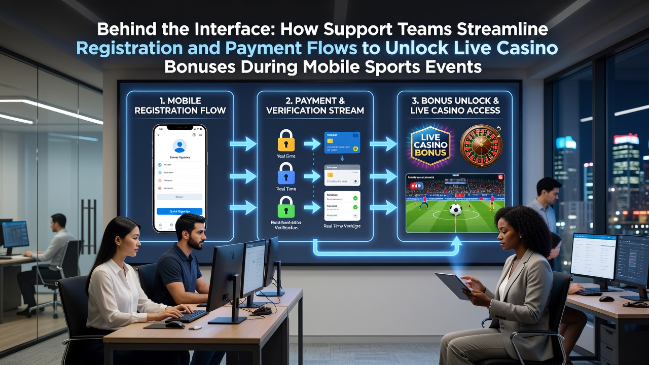 Support team agents assisting users with mobile registration and payment processes on betting platforms