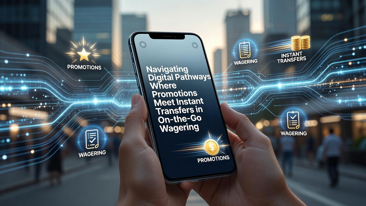 Mobile betting app interface displaying live promotions alongside instant transfer options for deposits and withdrawals