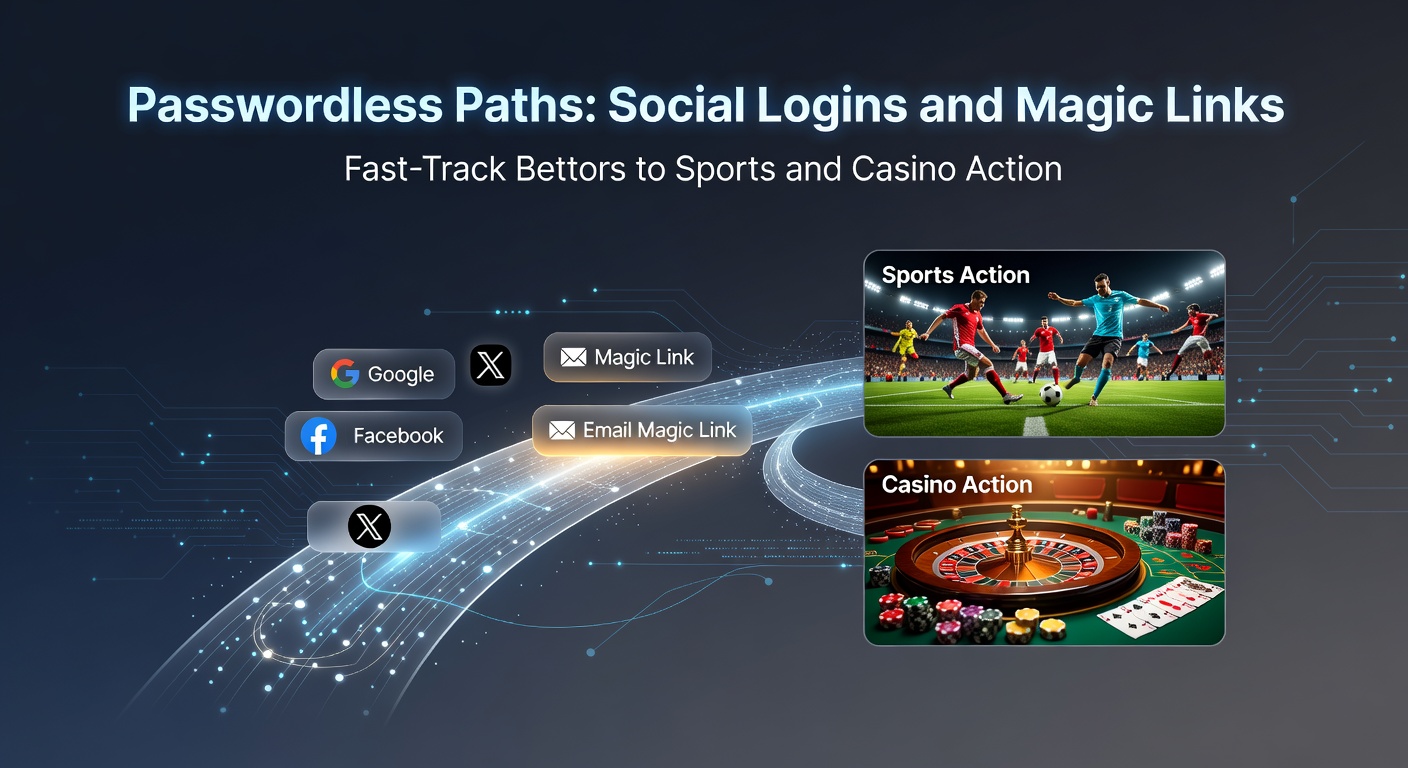 Close-up of an email notification displaying a magic link button, transitioning to a casino dashboard with spinning reels and sports odds overlays
