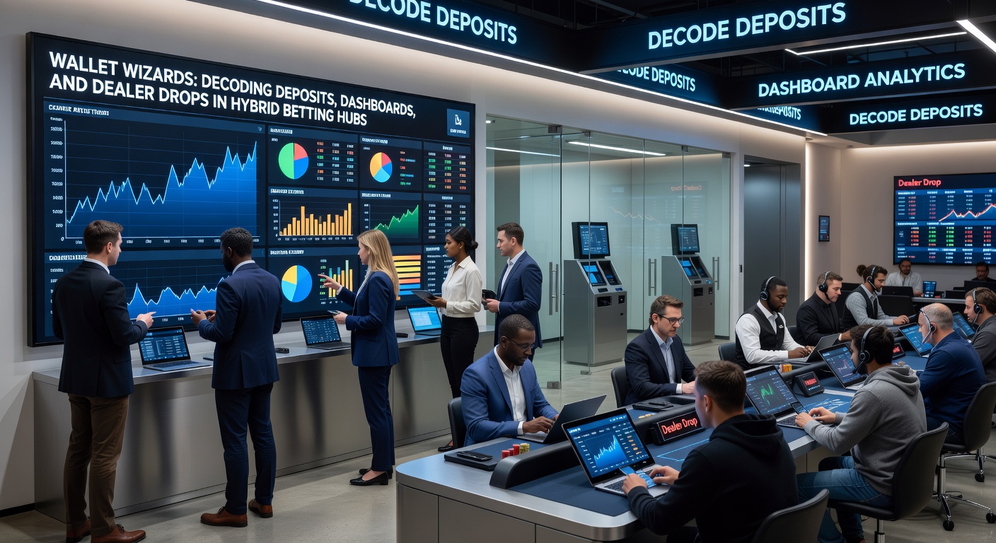 Close-up of a mobile hybrid betting wallet interface showing real-time deposit confirmation, live dealer game lobby with drop notifications, and customizable dashboard widgets